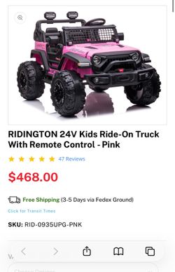 Pink jeep ride on- 2 seater