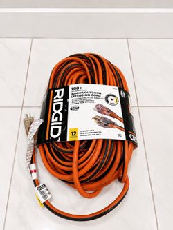 RIDGID 100 ft 12/3 Heavy Duty Contractor Extension Cord