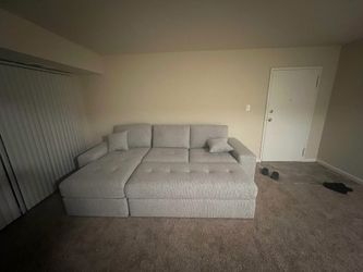 Grey 2 Piece Section with Ottoman