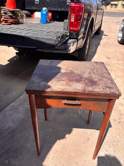 Vintage Wood Side Table with Drawer