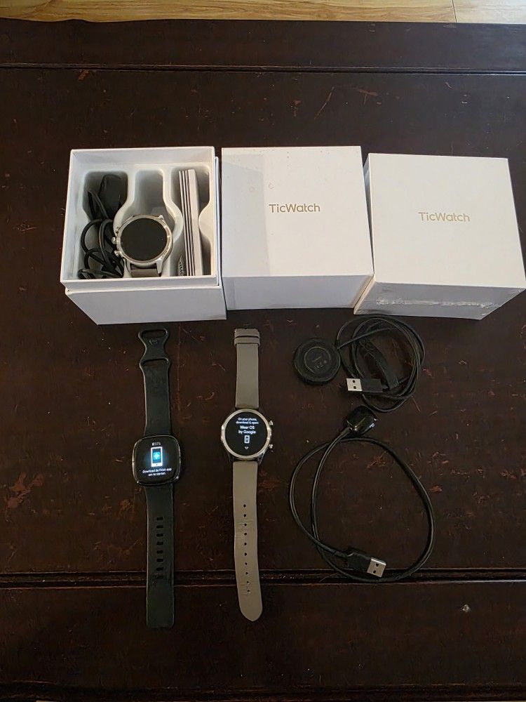 5 smartwatch watches, 2 Work, Fitbit Sense & Ticwatch C2 Platinum, Wear OS Smartwatch, GPS, nfc