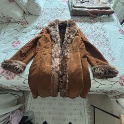 Fur Lined Leather Trench Coat