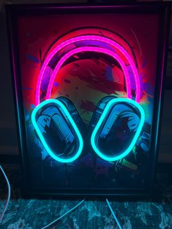LED Headphones Wall Art