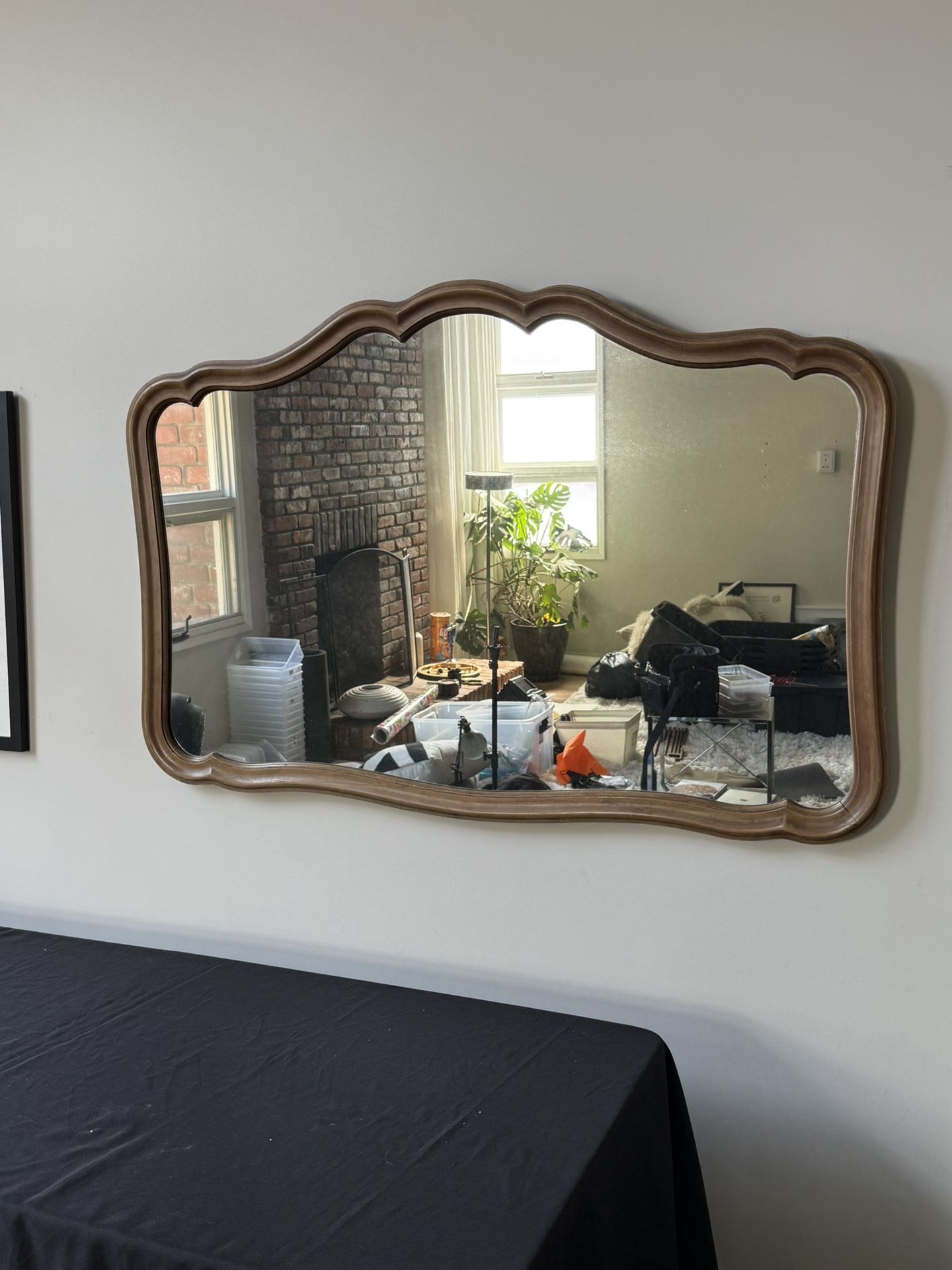 Mid-Century Wood Mirror – 55” x 37”