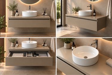 Floating Bathroom Vanity with Vessel Sink 48 inch