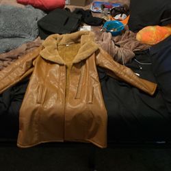 Long Leather Brown Jacket 