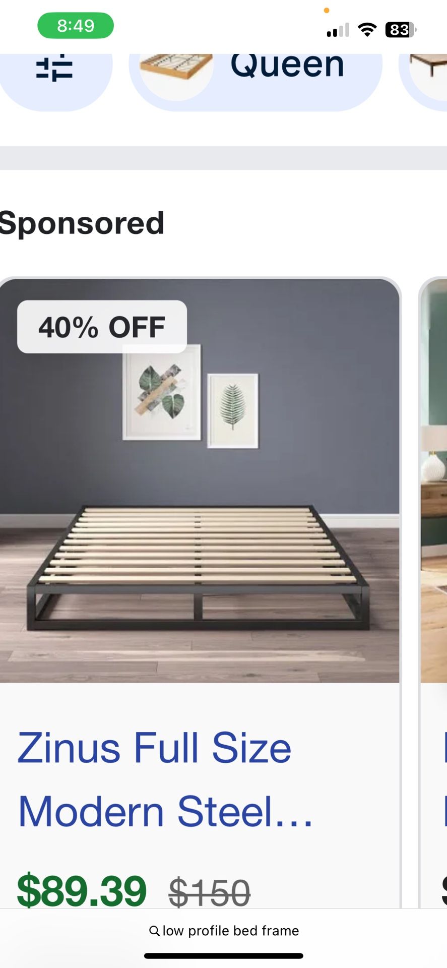 Low Profile Bed Queen