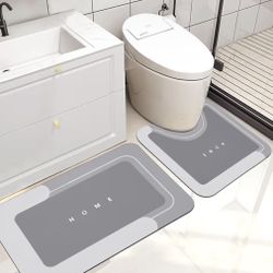 2-piece gray super absorbent non-slip bathroom mat set (13 available)