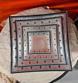 🔥Vintage Metallic Silver & Copper Art Glass Platter Set