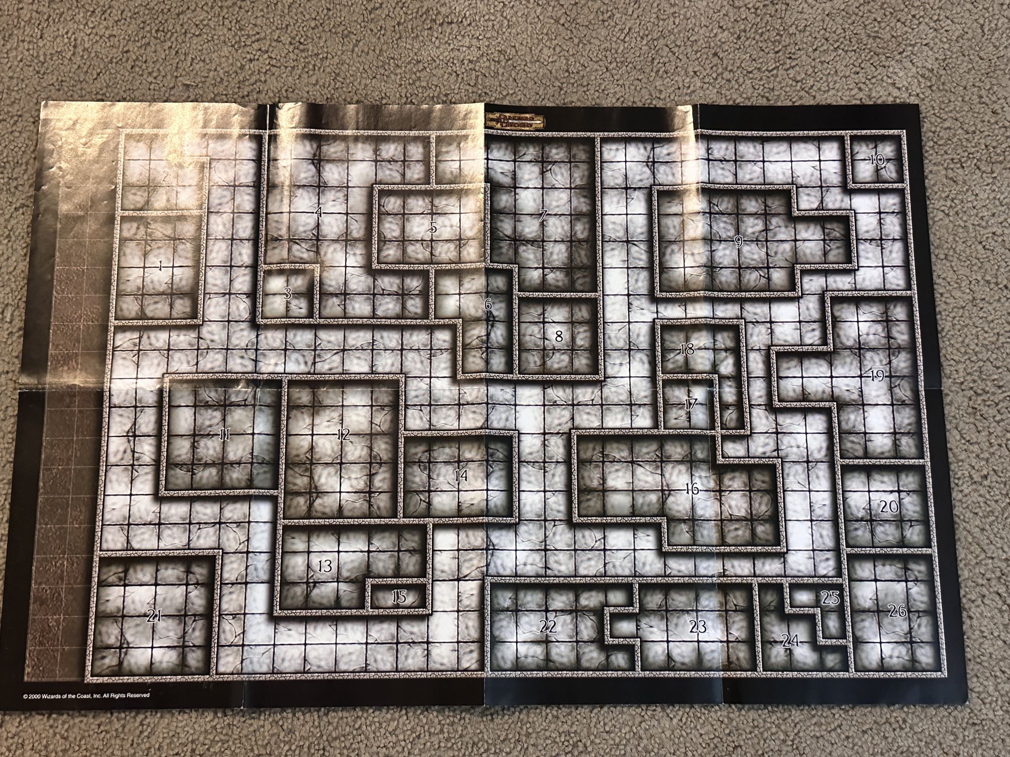 2000 Wizards of the Coast Dungeons & Dragons battle mat grid poster NEVER USED