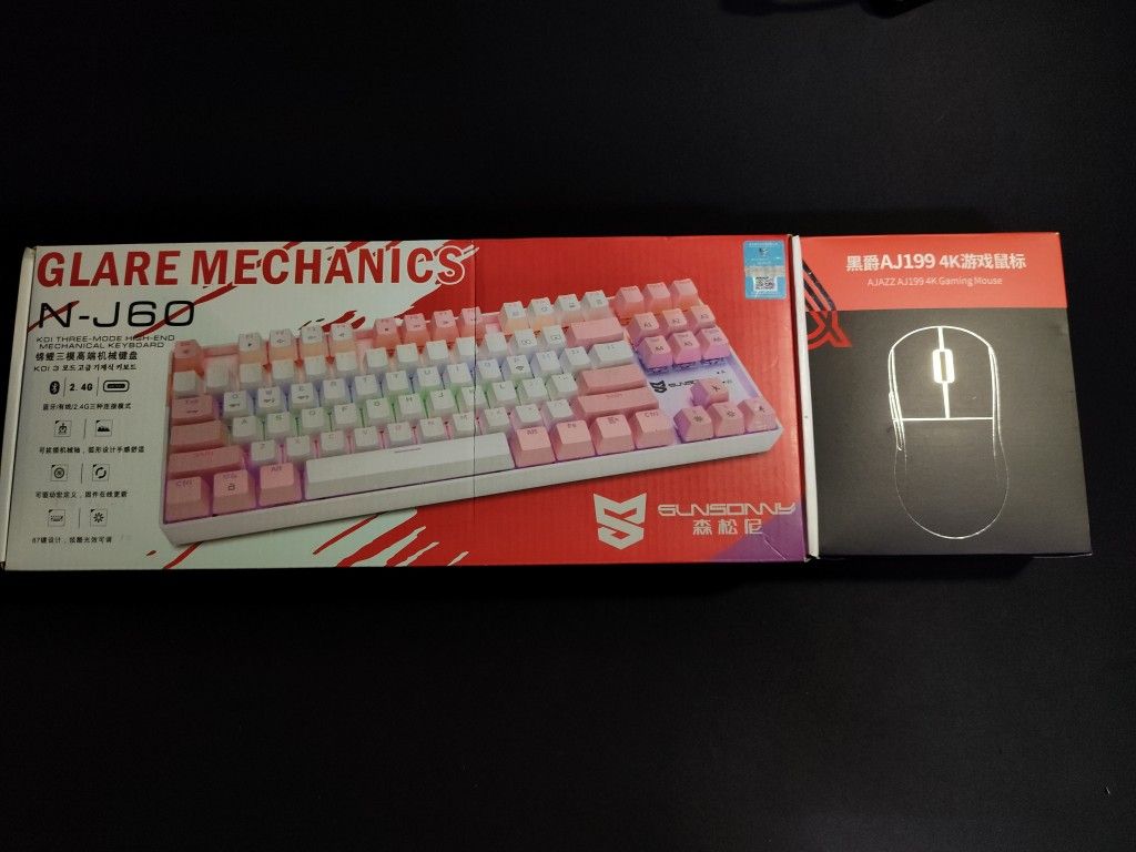 TRI-MODE WIRELESS WIRED RGB PINK MECHANICAL KEYBOARD - AJAZZ x NACODEXx WIRELESS/WIRED GAMING MOUSE COMBO