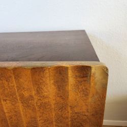 slim fit dress slacks ETHAN ALLEN DRESSER AND 2 NIGHTSTAND DARK WOOD GOLD LEAF ACCENT – Consign &  Design main image 1