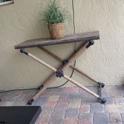 Console Table- Metal, Wood, Rope Detail
