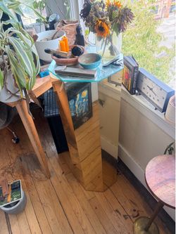 Vintage Mirrored Octagonal Side Table / Pedestal