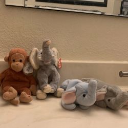 Beanie Babies TY Bongo, Ponder, Peanuts & Righty 2.00 Each
