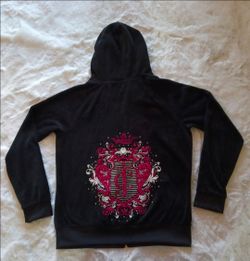 Juicy Couture Black Velour Zip-Up Hoodie