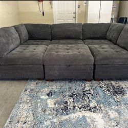 Sectional Sofa Couch Modular with Storage Ottoman 