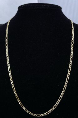 $1425 Two Tone Yellow And White Gold Figaro Chain Necklace