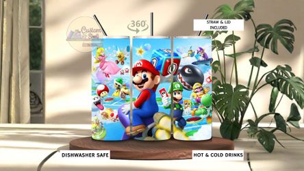 Super Mario Game 20 Oz Stainless Steel Tumbler (READ DESCRIPTION)