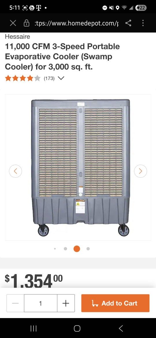 Hessaire 11,000 CFM 3 Speed EVAP Portable Cooler