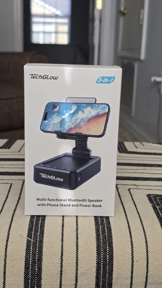 New TechGlow 3-in-1 Bluetooth Speaker, Phone Stand & 5000mAh Power Bank