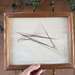Vintage framed abstract ink art