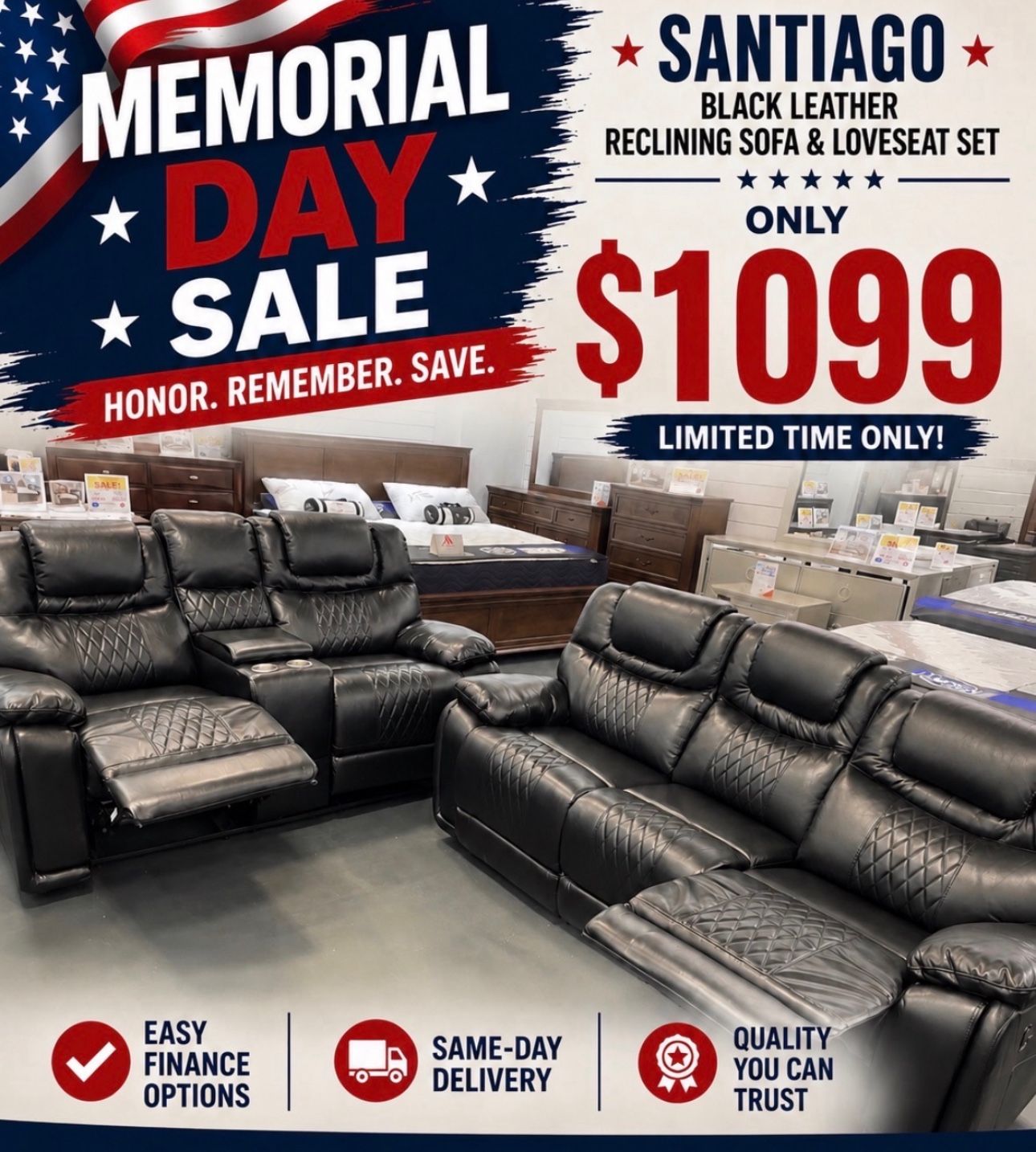 MEMORIAL DAY SALE IS GOING ON NOW! IN STOCK SAME DAY DELIVERY ๐ EASY FINANCING