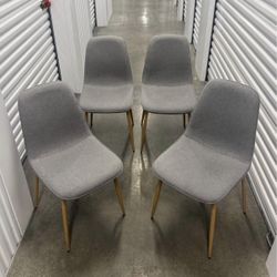 LIVING SPACES 4-PIECE LIGHT GREY FABRIC DINING CHAIRS SET NEW CONDITION DELIVERY AVAILABLE WAS $425