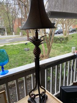 Pair Pineapple Vintage Palm Tree Form Tall Table Lamps