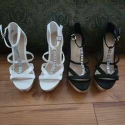 White And Black High Heels Size 7.5
