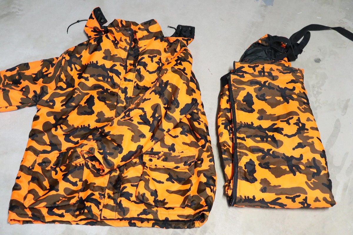 Set Mens XXL WINCHESTER Orange Camo Parka Hood Jacket + XL Pants