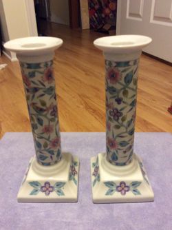 2 candle holders made in Japan 7 tall