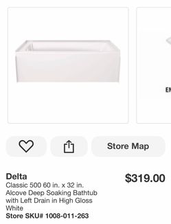 Delta left drain tub