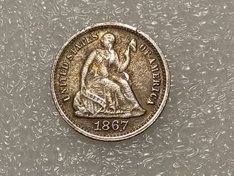 USA 1867 Liberty Seated Half Dime Coin Contemporary Restrike Token L lar82gers (282)