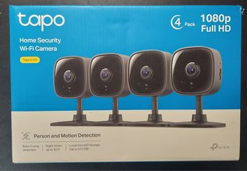 Tapo TP-Link 1080P Indoor Security Camera / Baby Monitor, Black C101(4-Pck)