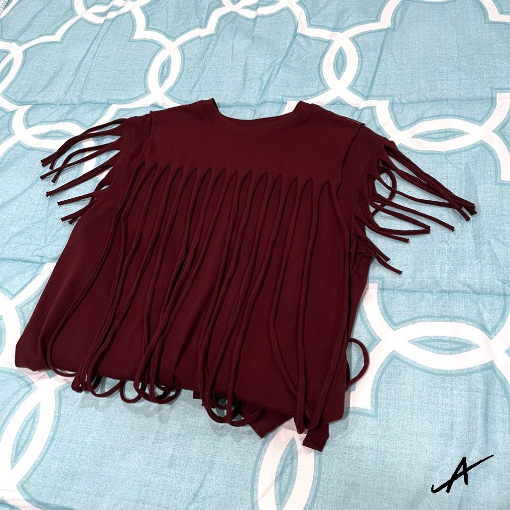Custom Burgundy Fringe Tank Top Tribal Style Festival Hippie Boho (S-XXL)