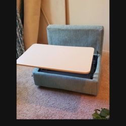 Beautiful SAGE COLORED OTTOMAN WITH POP OUT TABLE...size 25 Deep 33 Wide 16 Tall..Really Got To Se To Appreciate It!!..Love This Ottoman/Table Idea!..