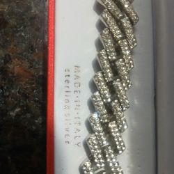 Mia FIOR'e 7" Long, 25mm (1/2")wide, Certified White Moissanitte Italian Bracelet, Set ON Sterling  Silver