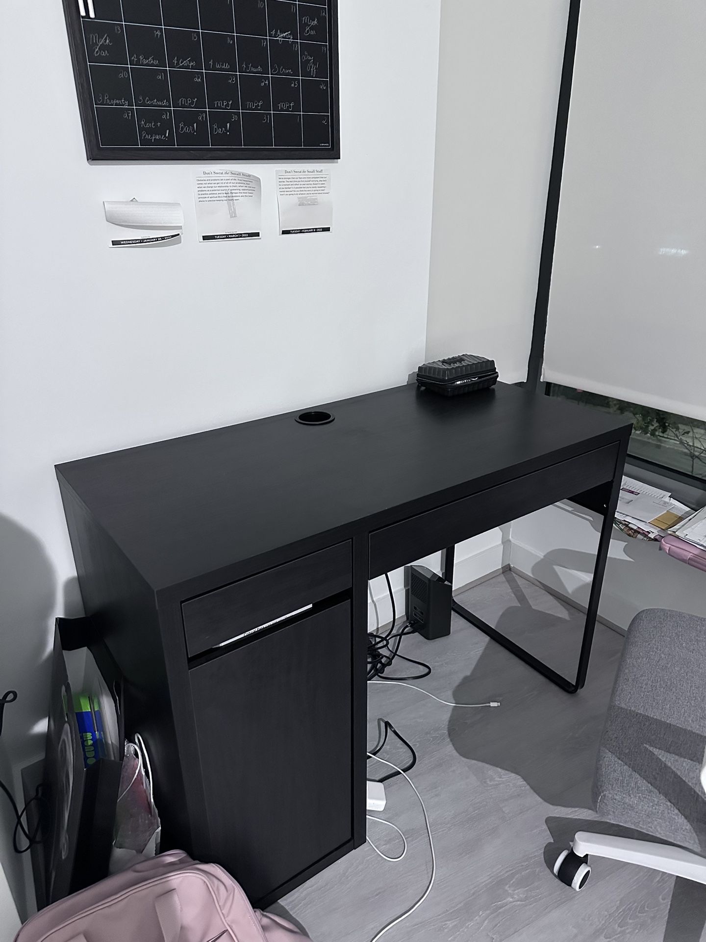 Dark Brown Wood Study Desk