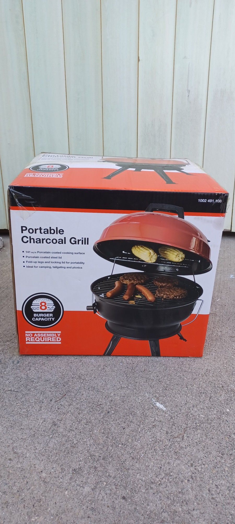 PORTABLE CHARCOAL GRILL NEW IN THE BOX 14" WIDE X 6" HEIGHT