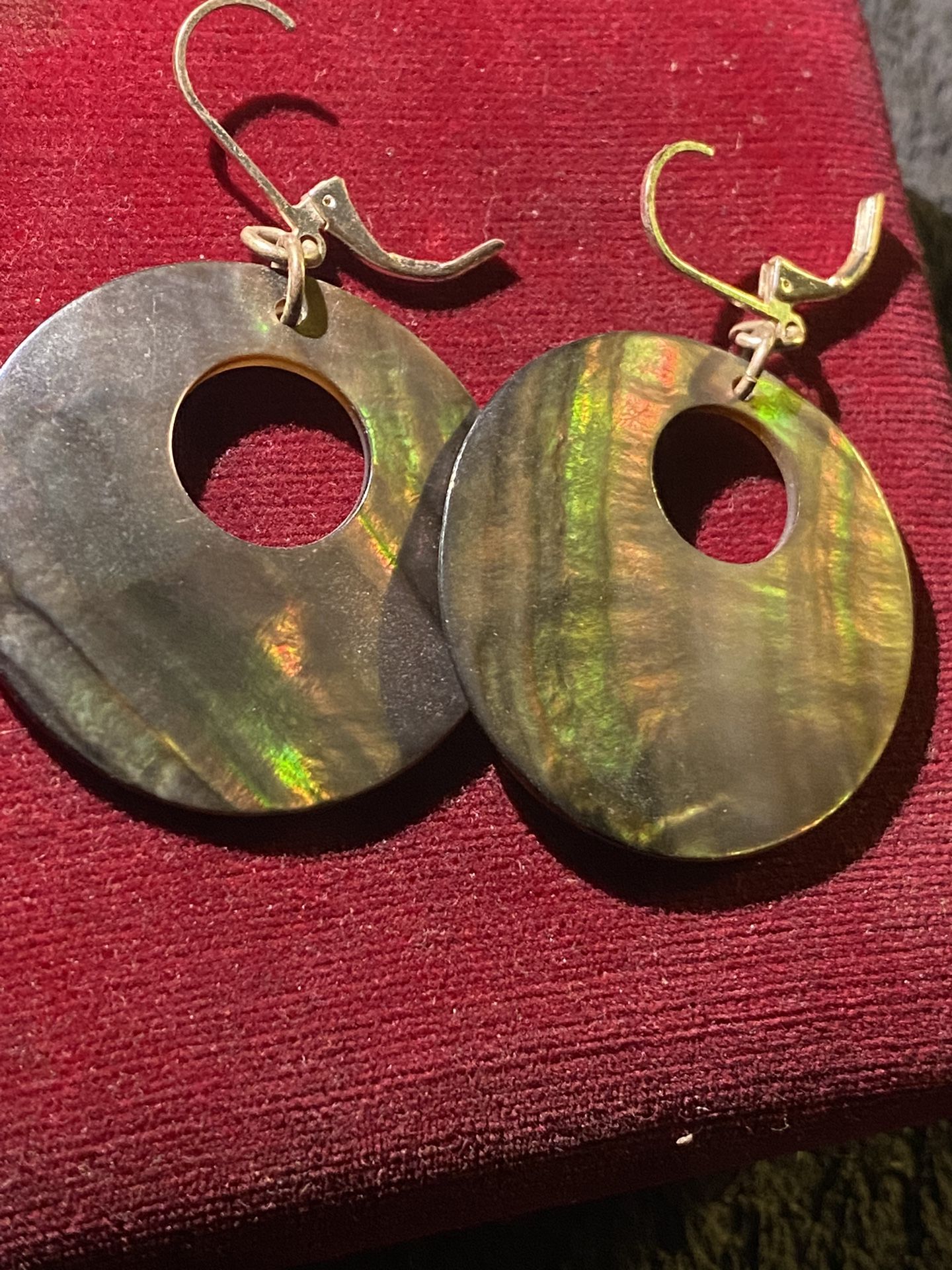 PF antique Abalone shell earrings Sterling silver