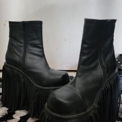 Demonia Fringed Platform Boots Size 9