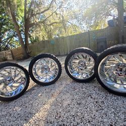 24x14 american tuxx Chrome rims