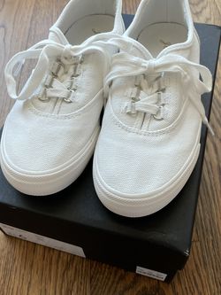 Women’s Size 6 Jcrew White Canvas Sneakers With Box