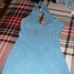 Blue Backless Dress 