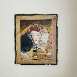 Wooden Wall Frame With Hand Made Puzzle "The Kiss”