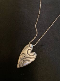 Silver Tribal heart Pendant Necklace vintage