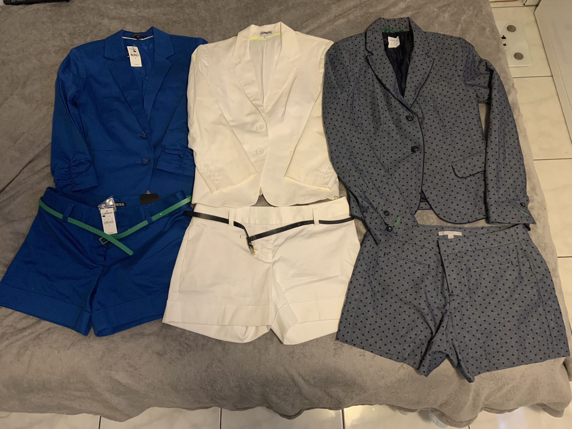 Clothing. New Shorts And  Jacket  Matching Suit Sets  Express And Gap Small Sizes.  Each Set Is  $70  (white Sold)