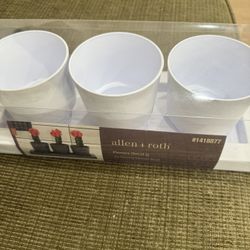 Allen + Roth White Marble-Style Planters – Set of 3 (Brand New in Box)