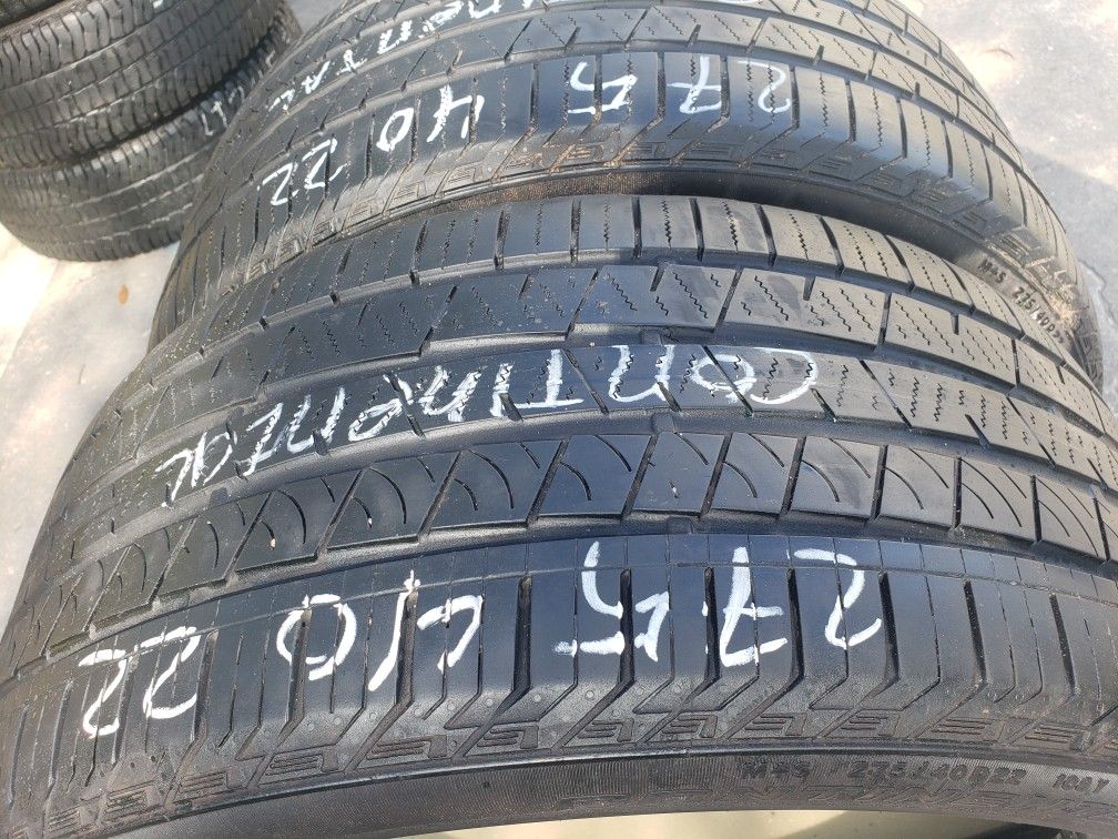 2 Used Tires 275 40 22 Continental